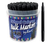 SCHOOL COLOURS THICK MARKERS BLACK 48'S (PM705)