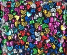 BEADS - METALLIC HEARTS 9MM 100G