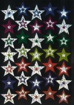 FOIL MERIT STICKERS:- MULTI COLOURED STAR