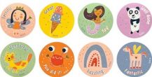 FOIL MERIT STICKERS - KID-DRAWN DOODLES GIRL