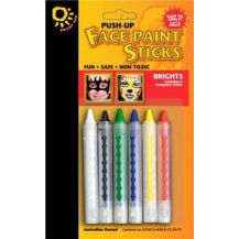 FACE PAINT STICKS PACK OF 6 BRIGHT