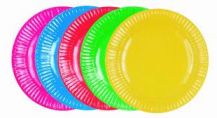 PAPER PLATES ASSORTED COLOURED 23CM PACK 50