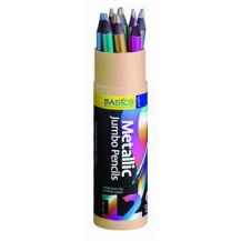 BASICS - METALLIC COLOUR JUMBO PENCILS 12'S