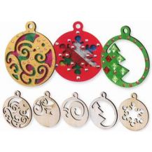 WOODEN CHRISTMAS BAUBLES ASSORTED 20'S (CN270)