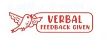 TEACHERS STAMP:- 2365 VERBAL FEEDBACK GIVEN