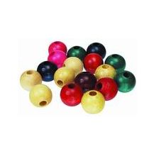 BEADS WOODEN 16mm (PKT 100) ASST