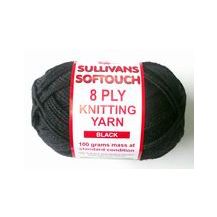 WOOL 8PLY ACRYLIC YARN BLACK